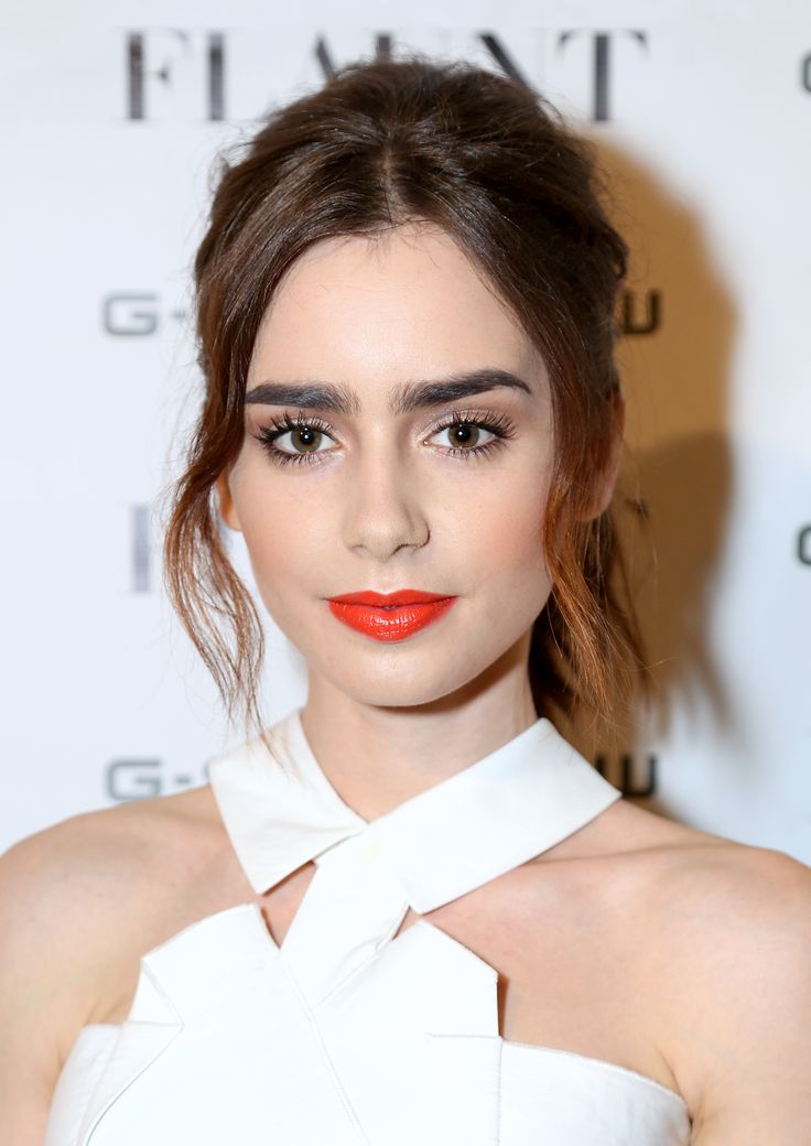 Caption: Channel Lily Collin’s summer look using only your Youngblood lipstick! Pic: Pinterest